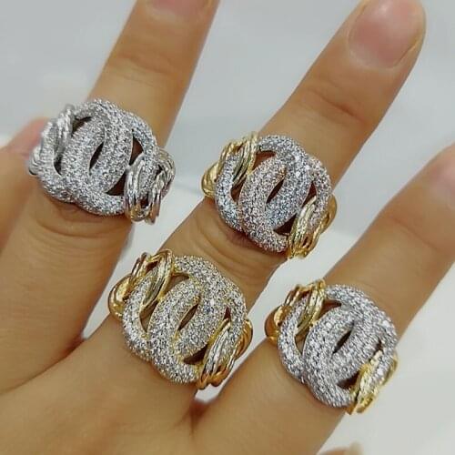 High Quality Classic Crossover Twist Statement Ring for Women Cubic Zircon Finger Rings Beads Charm Ring Bohemian Beach Jewelry