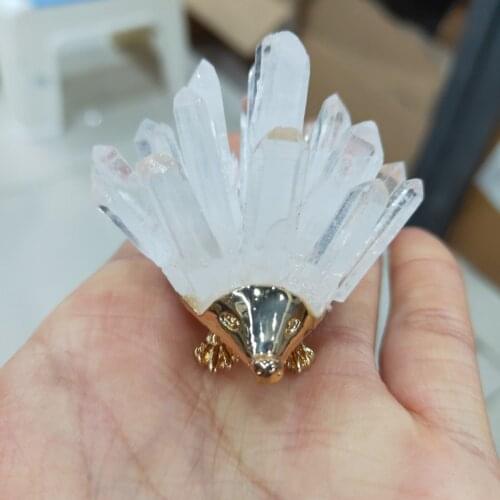 1pcs Natural White Quartz Crystal Cluster Hedgehog Handicraft Home Decoration Gift