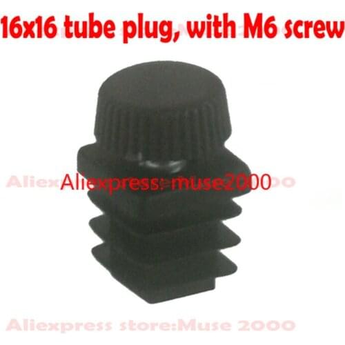 16X16 mm square plastic tube feet plug M6 nut thumb screw pre embedded blank tube insert end Furniture Levelling Screw On Feet