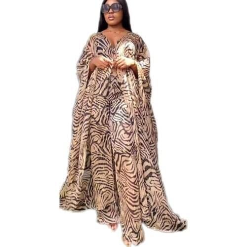 2 Piece Set Women Clothes African Dashiki New Fashion Two Piece Suit Long Tops And Wide Pants Party Dresses Plus Size Robe