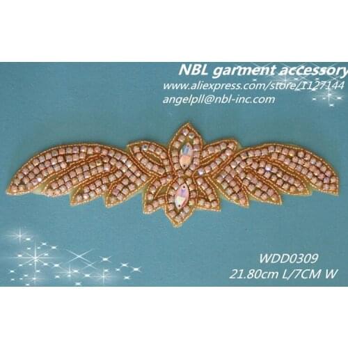 30pcs)Wholesale rainbow crystal AB rhinestone gold applique for dress garment bag WDD0309