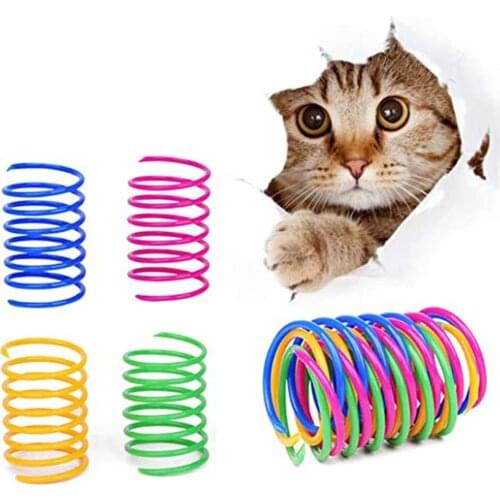 4Pcs Plastic Spring Cat Toy Colorful Coil Spiral Springs Pet Action Wide Durable Entertain Interactive Toy Pet Accessory