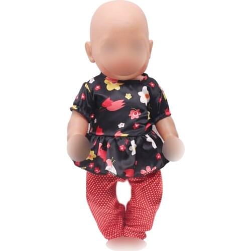 43 cm baby dolls clothes newborn Fashionable printed suit Baby toys dress fit American 18 inch Girls doll f351