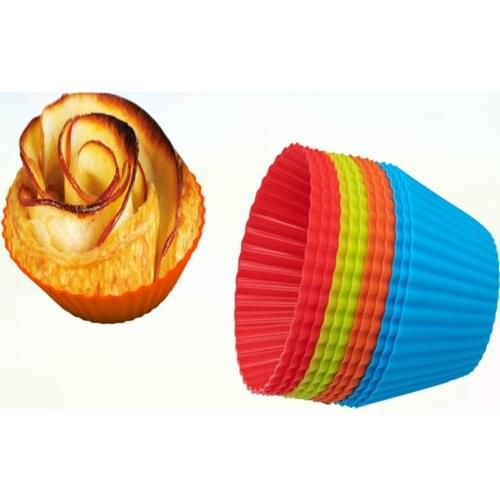 6/12/24Pcs Round Shape Silicone Muffin Molds Cupcake Dessert Baking Pans Liners Cups Tray Cake Decorating Tool