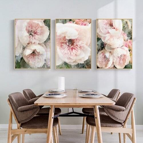 Abstract Blooming Floral Pink Watercolor Modern Posters Canvas Painting Wall Art Print Picture Living Room Interior Home Decor