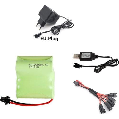 6v 1800mah Rechargeable Battery + 6v Charger For Rc toys Cars boats Tanks Robots Guns Ni-MH AA 6v Battery Pack