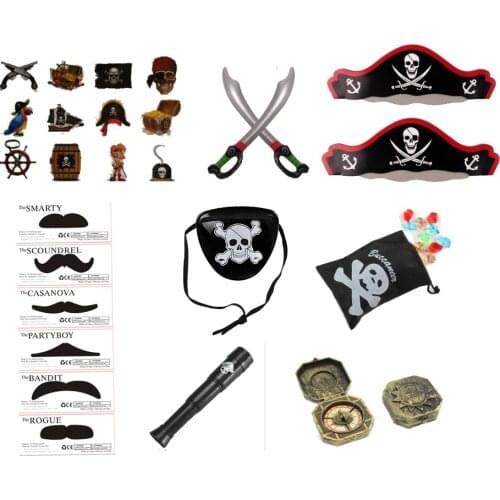 Freeship cheap fun 14X PIRATE of the Caribbean theme party cosplay props toy assortment favors loot bag pinata fillers for kids