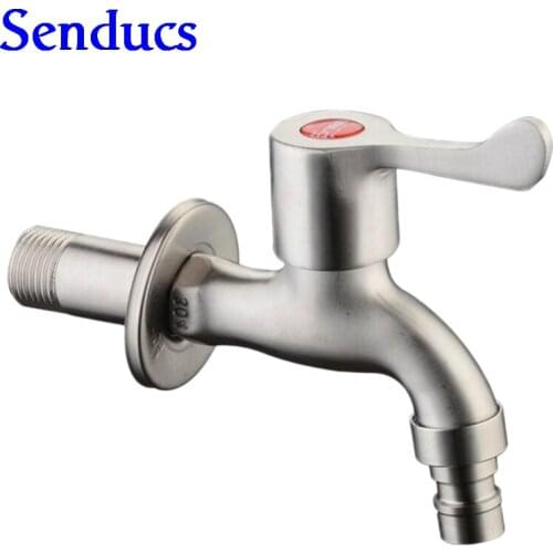 Free shipping long body stainless steel bibcock with single handle 304 stainless steel washing machine bib mixer tap