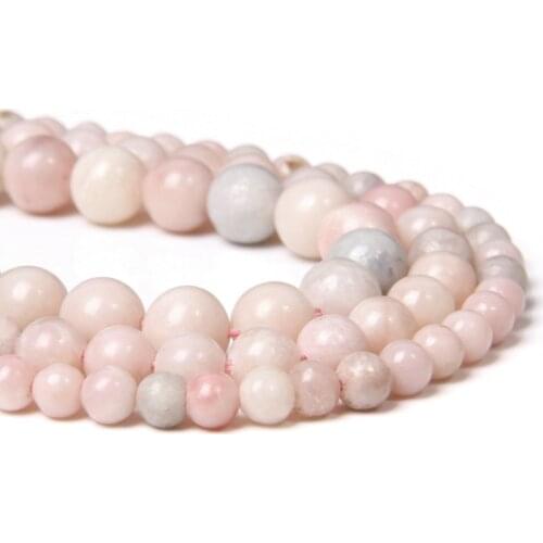 Natural Minerals Gem Pink Opal stone Beads For Needlework Jewelry Making Round Stone Beads 6 8 10mm Diy Bracelets Necklaces gift