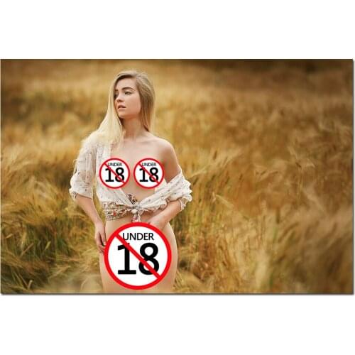 Sexy Girl in the Wheat Field Photo Decorative Posters and Prints Wall Art Canvas Painting Wall Picture For Living Room