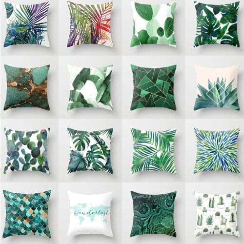 Green Plant Green Leaves Throw Pillow Case Cushion Covers for Home Sofa Chair Decorative Pillowcases