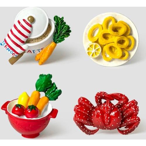 Food main meal environmental resin magnetic stickers refrigerator stickers Crab Carrot fridge magnets home decorative stickers