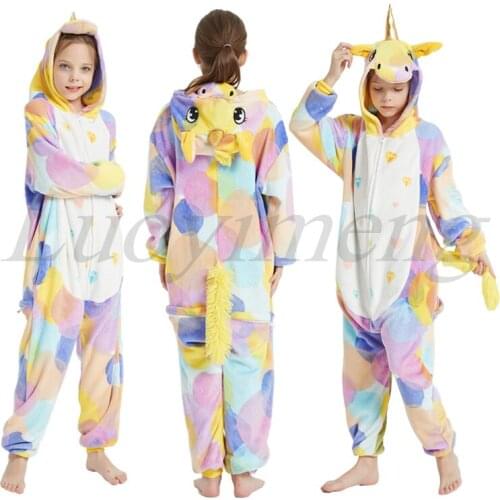 Kigurumi Onesie Girls Boys Sleep Clothes Cosplay Animal Unicorn Pajamas Warm Soft Sleepwear Onepiece Winter Jumpsuit Pijamas