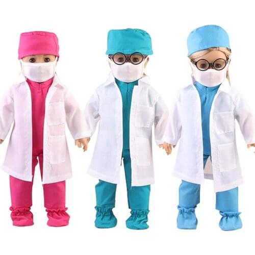 New Pattern Clothes Six Piece Nurse Suit Fit 18 Inch American&43cm Baby New Born Doll Clothes Accessories