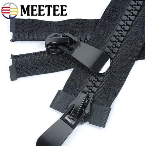 Meetee 8# 15# 70-400cm Resin Zippers Double Open End Large Zipper Two-way for Long Down Jacket Tent Zippers Sewing Accessories