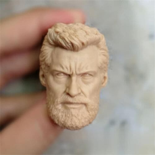 Unpainted 1/6 Scale Elderly Version Jackman Head Sculpt Model For Action Figure Dolls Soldier Accessories Painting Exercise
