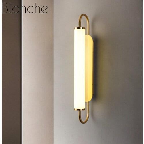 Nordic Luxury Long Glass Wall Lamp Bedroom Bedside Lamp Simple Postmodern Living Room Background Wall Lamp Corridor Aisle