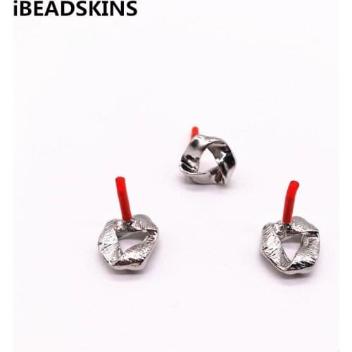 New arrival! 16x15mm 100pcs/lot rhodium zinc alloy twist-shape Stud earring/earrings accessories/Earring parts for Jewelry DIY