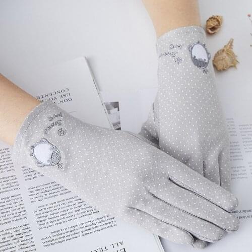 Sexy Summer UV Sunscreen Short Sun Bow Penguin Gloves Women Fashion Flowers Knitted Lace Driving Touch Screen Thin Gloves J56