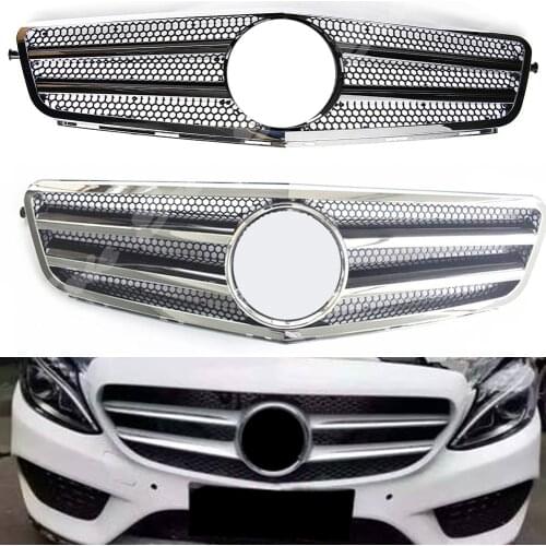 Front Racing Billet Bumper Grille Upper Facelift Grill For Mercedes-Benz W204 C Class 2008 2009 2010 2011 2012 2013 2014 AMG