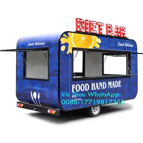 Size customized street mobile food trucks, commercial food trailer for sale