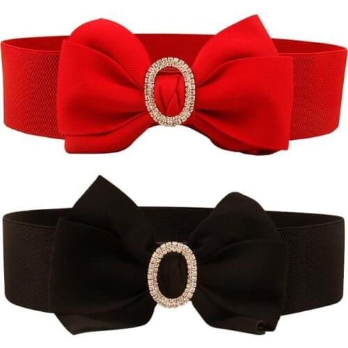 Luxury Design Fashion Metal Diamond Bowknot Waistband Elastic Waist Belt Elegant Comfortable Women Girdle Accessories