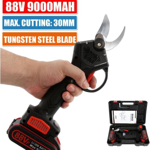 88V Cordless Electric Pruning Shears Secateur Branch Cutter Scissor Rechargeable Garden Grafting Tool with 1/2 Battery