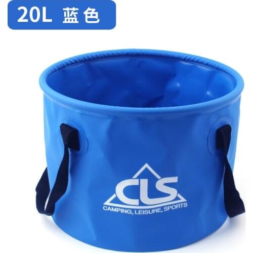 Outdoor bucket camping foldable telescopic wash cart with fishing 20L Blue