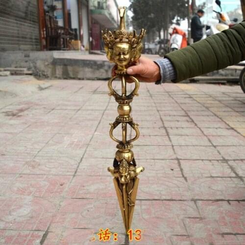 TOP COOL # Buddhism ghostdom FENG SHUI Horse head King Kong drop exorcism God magic pestle Weapon talisman 67CM