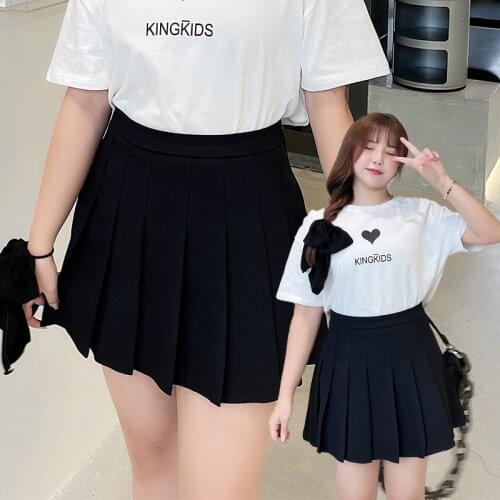 Large Skirt Spring Summer New Plus Size Fashion Womens Skirt Fat Girl Pleated Skirt