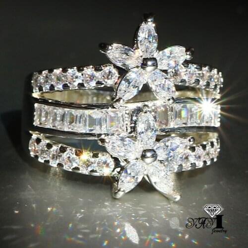 YaYI Jewelry Fashion Princess Cut 4.2CT Yellow Zircon Silver Color Engagement Rings wedding Rings Party Rings