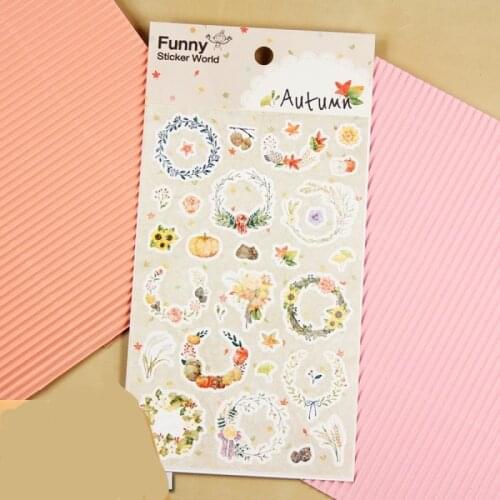 Korea Origin Funny Scrapbooking High Quality Paper Sticker Autumn Flowers Hobby DIY Diary Craft Home Supplies Decoration