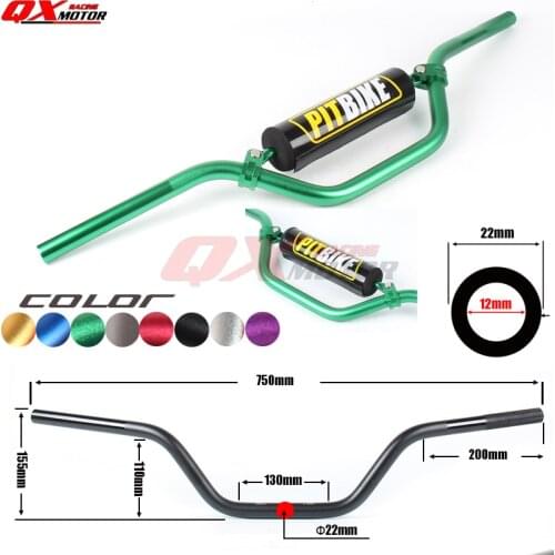Green 7075 Aluminum Motorcycle Handlebar handle bar For KAYO Apollo BSE IRBIS TTR CRF KLX 50-160cc MX Mini Dirt Pit Bike Quad