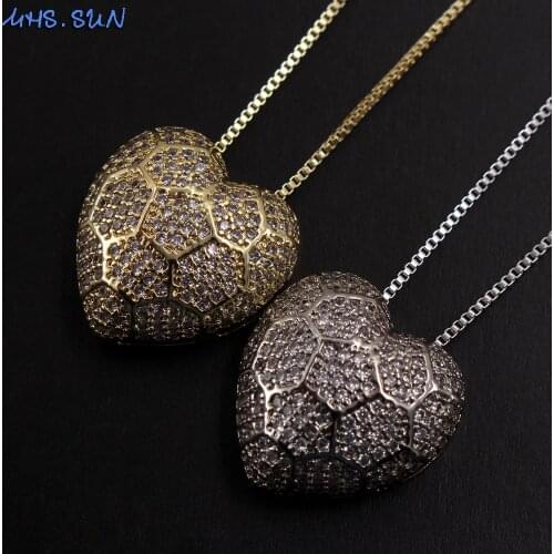 MHS.SUN fashion cubic zircon women heart pendant necklace luxury christmas gift charm chain necklace for female jewelry gift
