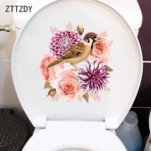 ZTTZDY 21.2×24.3CM Classical Flowers And Birds Home Bedroom Wall Decals Fashion WC Toilet Stickers T2-1270