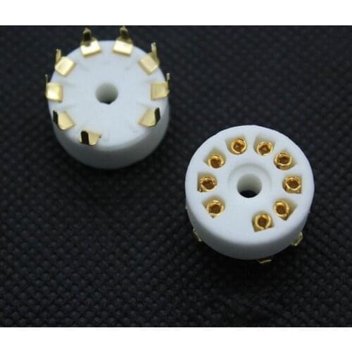 1pc Ceramic Gilded 9pin Ceramic vacuum tube valve base for 6DJ8 EL84 6922 6BM8 6BQ5 EL84 6CG7/6FQ7 6DJ8/ECC88 6DL4 6EU7 6AU8