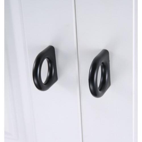 1Pc Black Single Ring Cabinet Handle Simple Style Kitchen Door Knobs Cupboard Wardrobe Drawer Pulls Furniture Hardware