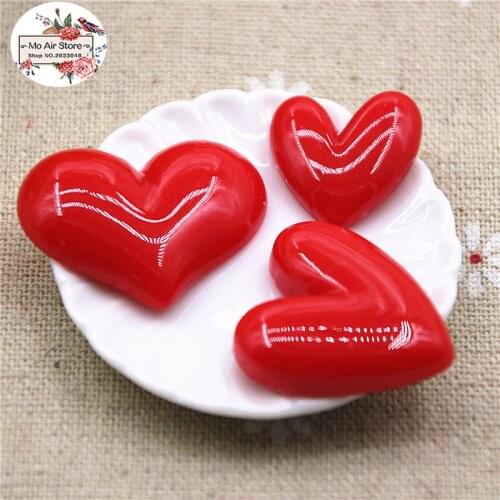 10pcs Red Heart Resin Flackback Cabochon Art Supply Decoration Charm Craft DIY accessories
