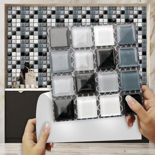 10pcs 3d Crystal Tile Stickers Waterproof Self-adhesive Wall Sticker For Kitchen Bathroom 3d Wallpaper Decoration Sticker