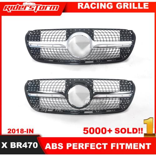 For mercedez benz Diamond grille for X Class W470 Car Front Grill Grille Mesh ABS Silver Without Camera&without sign Look Grills