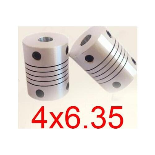 30pcs/lot 4x6.35 CNC Motor Jaw Shaft Coupler screw encoder 4mm to 6.35mm 4 to 6.35 Flexible Coupling 19mm OD 25mm length