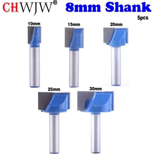 5pcs 8mm Cleaning bottom Engraving Bit solid carbide router bit 10,15,20,25,30mm Diameter CNC milling cutter endmill for wood