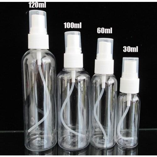 5pcs 30ML 60ML 100ML 120ML Travel Transparent Plastic Perfume Atomizer Small MIni Empty Spray Refillable Bottle,Water Sprayer