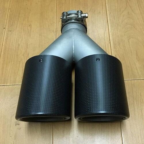 51MM 57MM 63MM Inlet Exhaust Tips Carbon Fiber Car Vent Pipe Rear Round Muffler For Universal Auto SUV 90mm Outlet