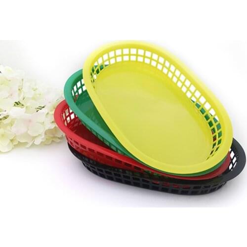 6pcs Fast Food Serving Dishes Plastic Serve Tray Large BBQ Deli Platter Red Black Burger Bread Basket set Restaurant Bar Supply