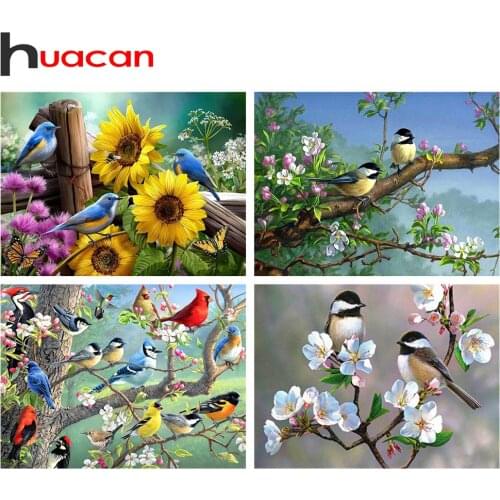 Huacan Diamond Embroidery Mosaic Bird Sunflower 5D DIY Diamond Painting Flower Kit Home Decor