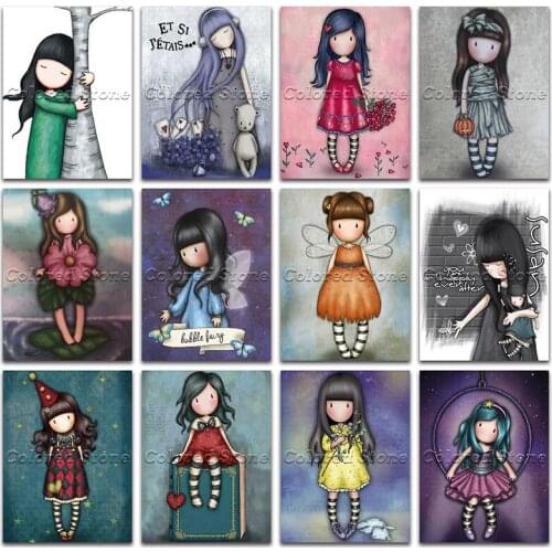New Diamond painting Cartoon girl child doll Flower Fairy 5D DIY Full Square Drill embroidery Cross stitch mosaic Drawing GG42