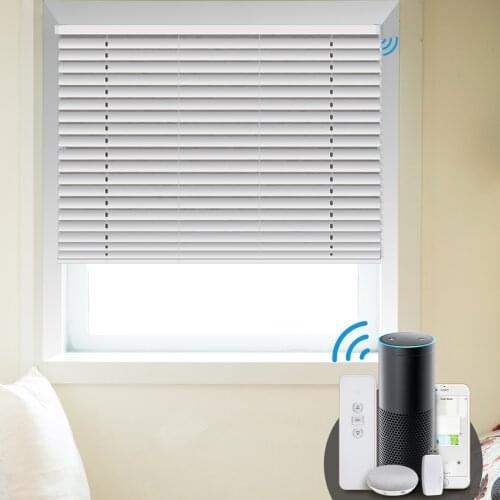 TuyaSmart Life Aluminum Blinds for Window with Roller Motor Built in Battery Alexa Google Home WiFi Smart Punch Free Curtain
