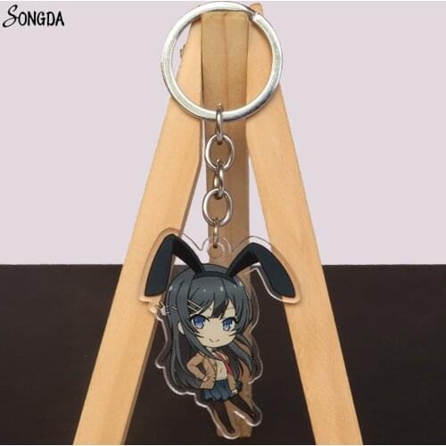Anime Sakurajima Mai Otaku Keychain Rascal Does Not Dream of Bunny Girl Cartoon Figures Acrylic Key Chains Car Bag Pendant Gifts