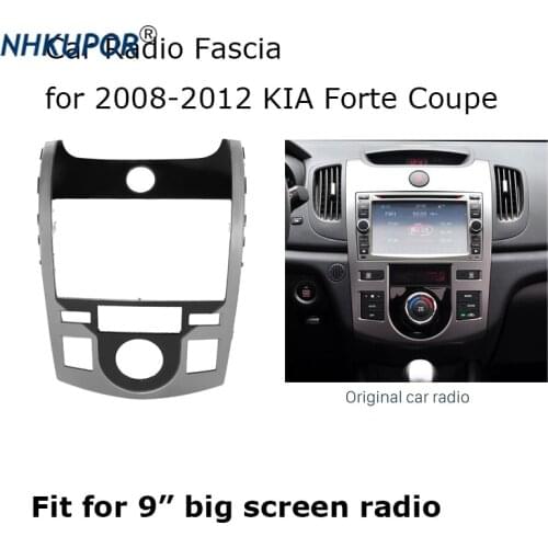 Double 2 Din 9" Big Screen Car Radio Fascia for 2008-2012 KIA Forte Coupe Trim Panel Dashboard Refitting Outer Frame Kit